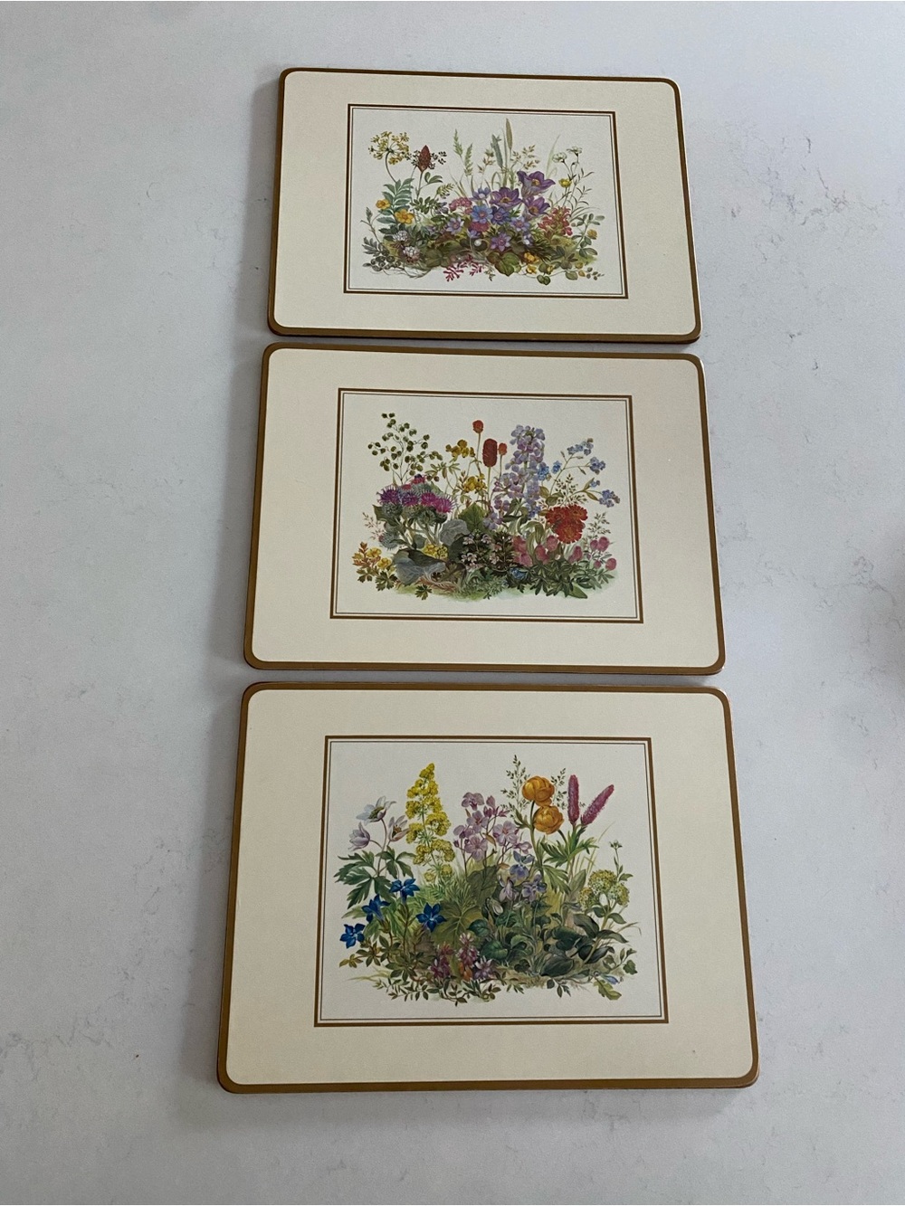 Set of 3 Pimpernel Botanical Placemats - Cream Background with Multicolor Blooms